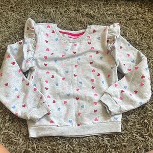 Isaac Mizrahi Gray Sweatshirt with Pink and Blue Hearts